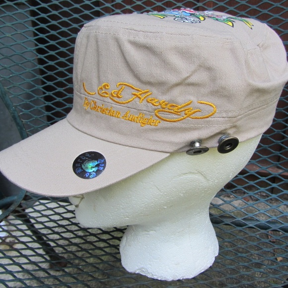 Ed Hardy Accessories - ED HARDY CHRISTIAN AUDIGIER TAN CONDUCTORS HAT NWT